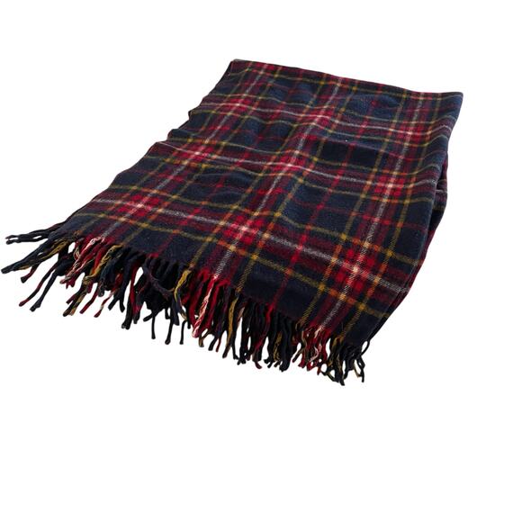 Pendleton 100% Virgin Wool Tartan Plaid Throw Blanket Navy Red Yellow USA - Picture 14 of 16